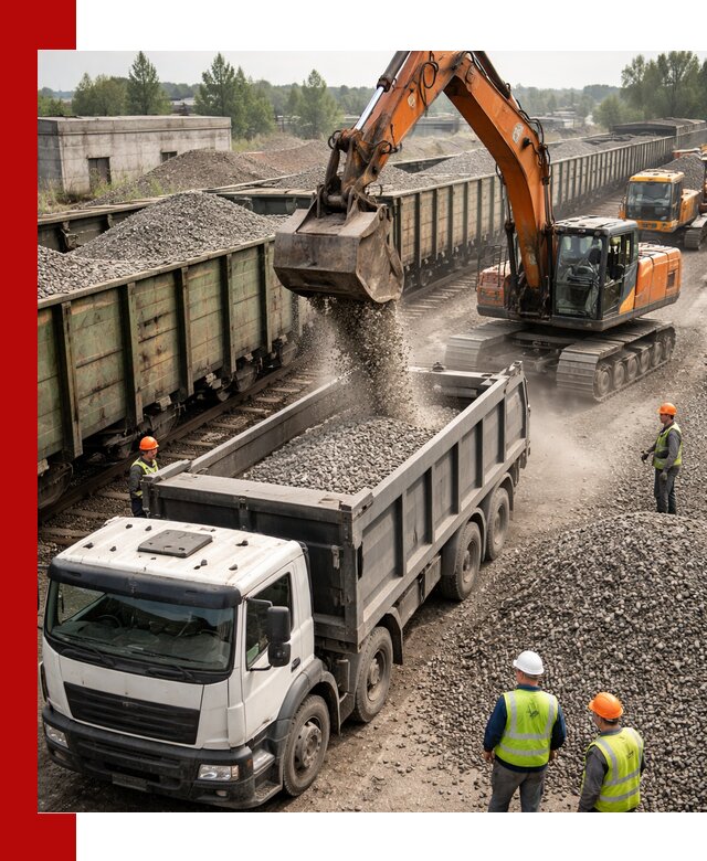 Железнодорожный щебень фракция 25–60 для поставок в Ступино