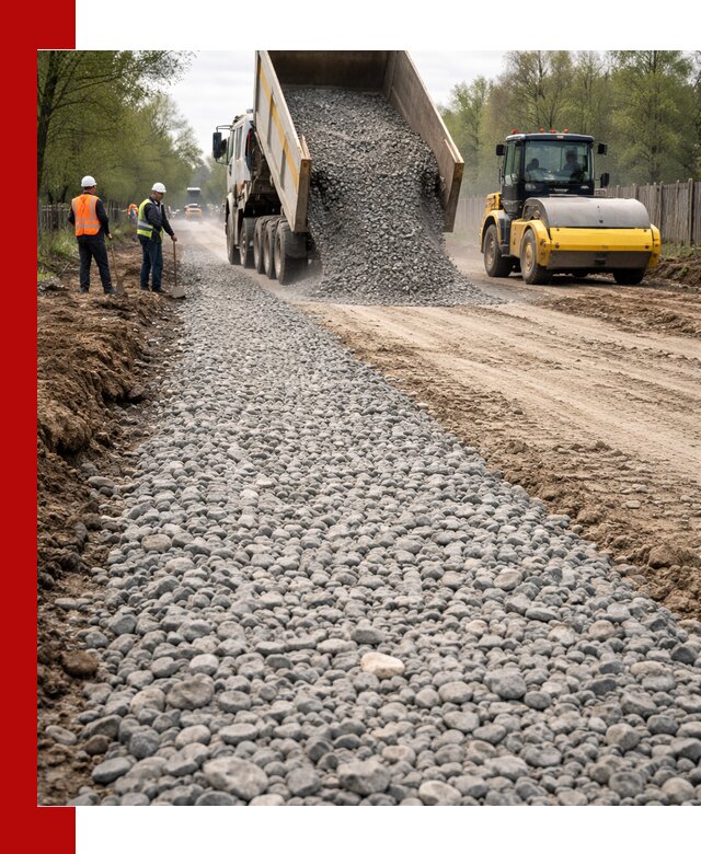 Доставка щебня для отсыпки дорог в Ступино высокого качества