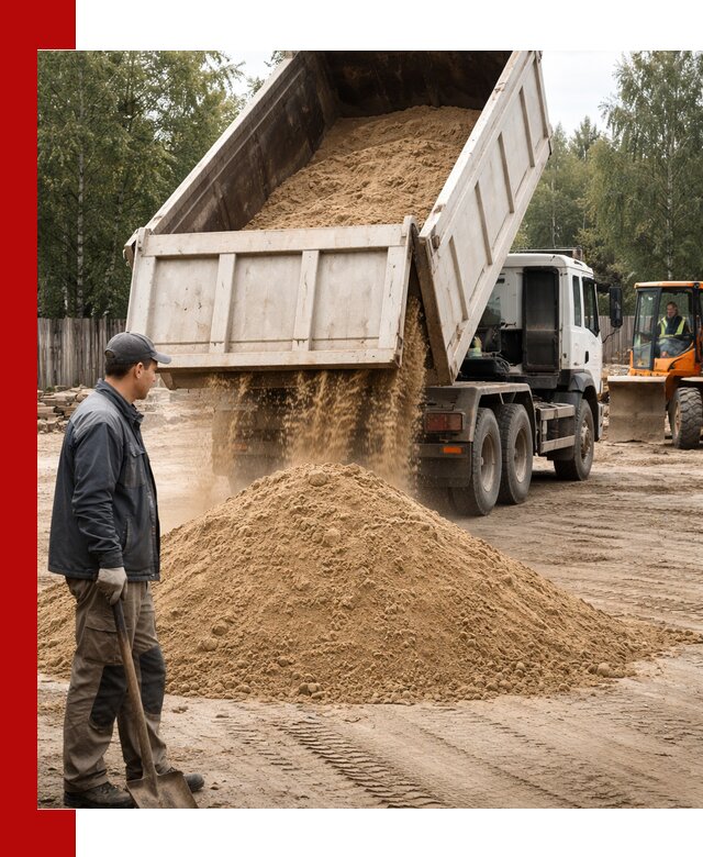 Доставка и продажа песка с разгрузкой в Ступино