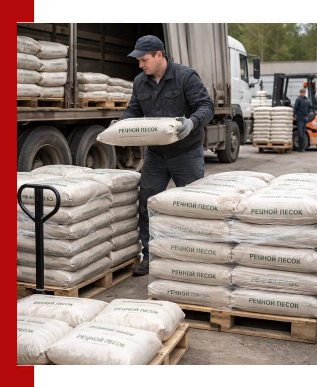 Речной песок в мешках с доставкой в Ступино