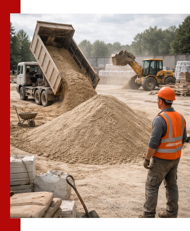 Доставка строительного песка с самосвалом в Ступино