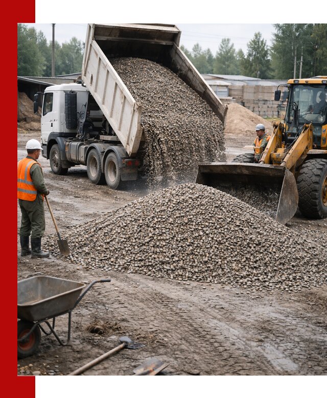 Мытый гравий с доставкой в Ступино от карьера до участка