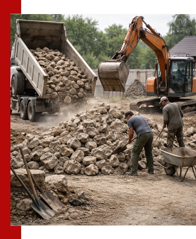 Доставка и разгрузка бутового камня в Ступино