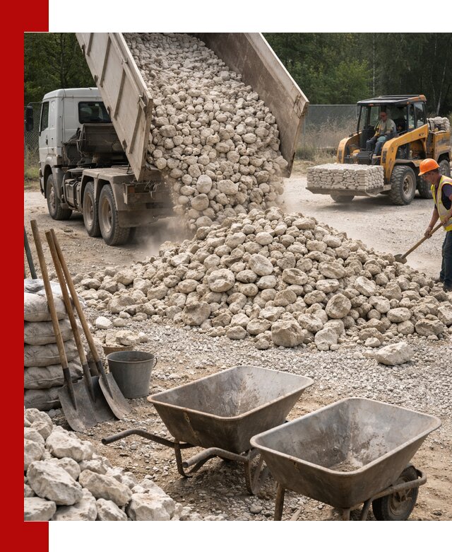 Доставка и продажа бутового известнякового камня в Ступине