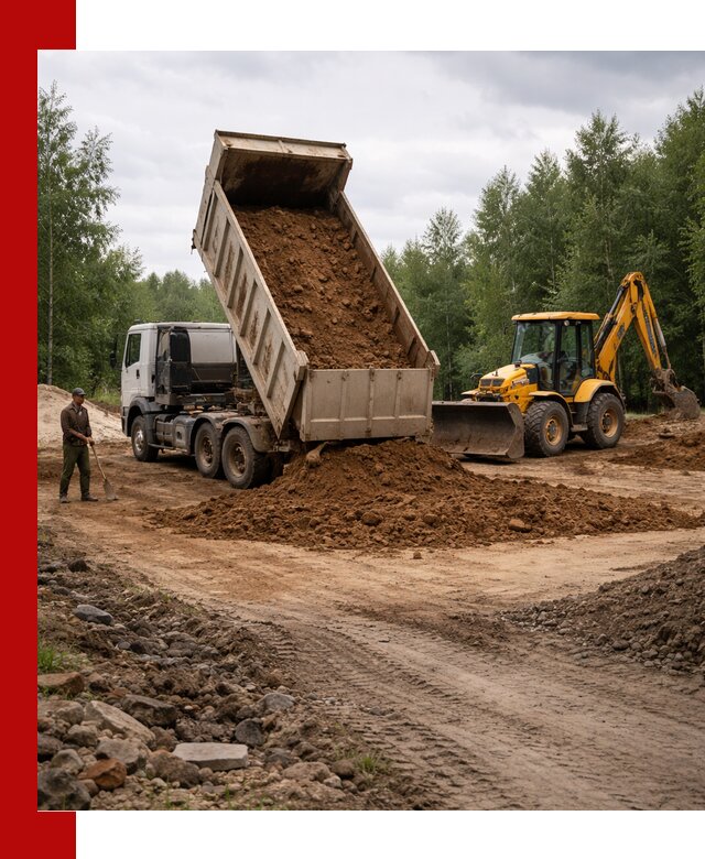 Доставка суглинка самосвалами в Ступино подсыпка и планировка