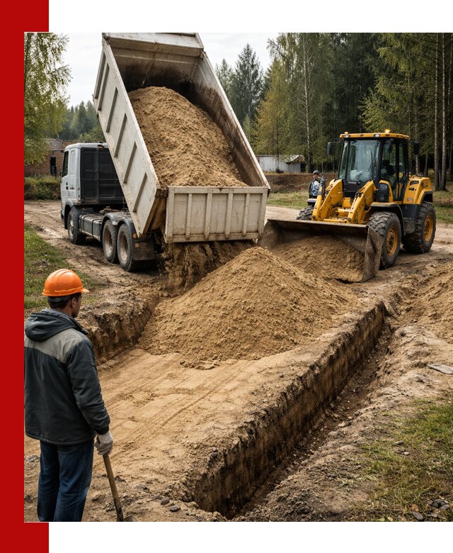 Доставка песчаного грунта в Ступино для строительных работ
