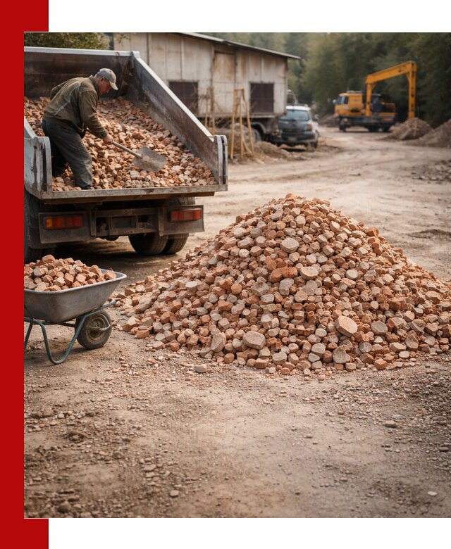 Доставка и подушка из боя кирпича с разгрузкой в Ступино