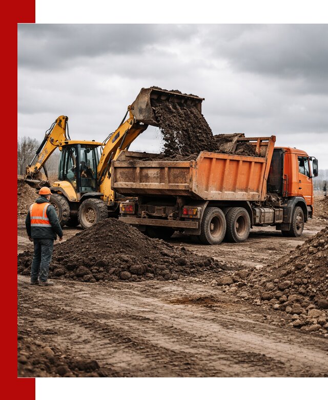 Вывоз грунта и строительного мусора в Ступино грузовыми самосвалами