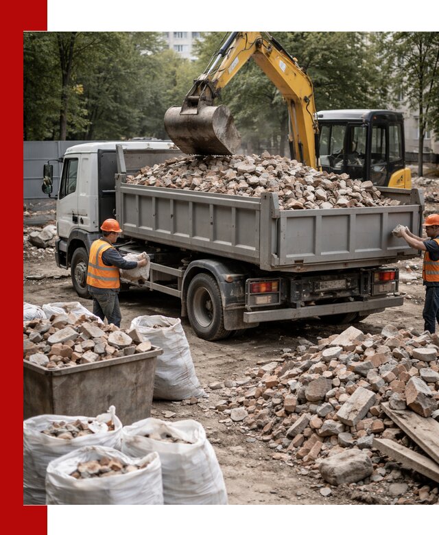 Вывоз строительного мусора в Ступино с самосвалами и контейнерами