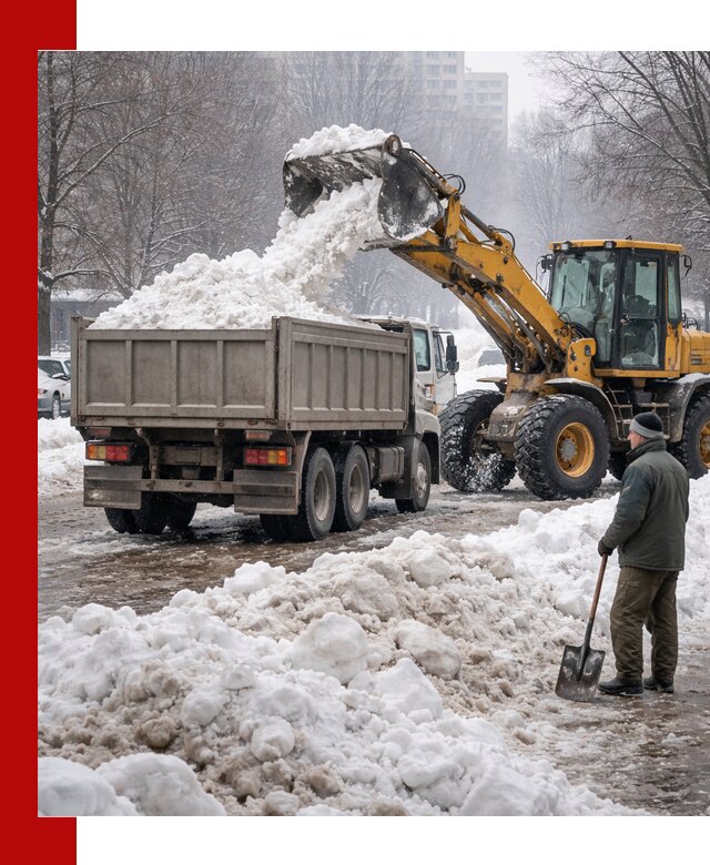 Вывоз снега грузовой техникой в Ступино оперативно и чисто