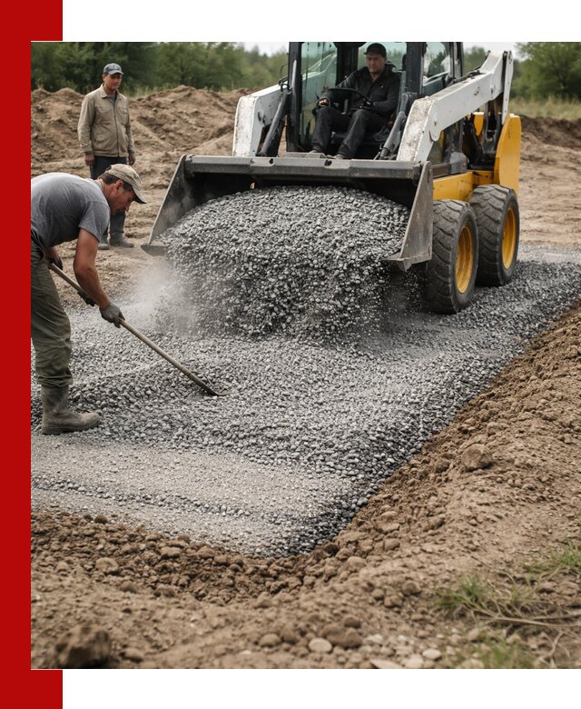 Устройство щебеночной подушки в Ступино для дорог и фундаментов